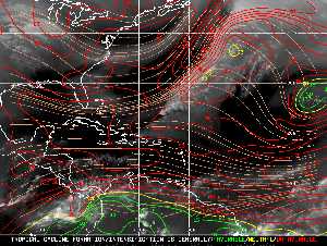Météo tropicale : Carte des vents de cisaillement.