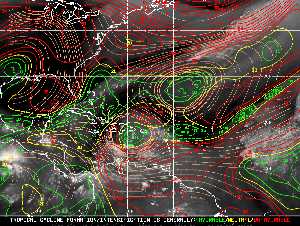 Météo tropicale : Carte des vents de cisaillement.