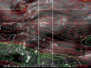 Météo tropicale : Carte des vents de cisaillement.