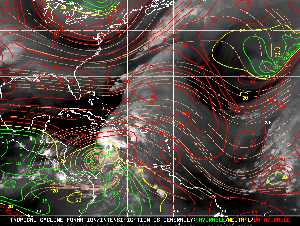Météo tropicale : Carte des vents de cisaillement.