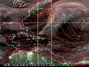 Météo tropicale : Carte des vents de cisaillement.
