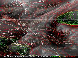 Météo tropicale : Carte des vents de cisaillement.