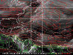Météo tropicale : Carte des vents de cisaillement.