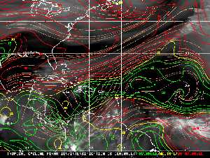 Météo tropicale : Carte des vents de cisaillement.
