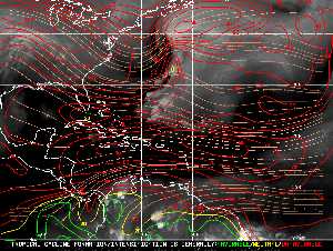 Météo tropicale : Carte des vents de cisaillement.