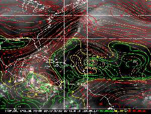 Météo tropicale : Carte des vents de cisaillement.