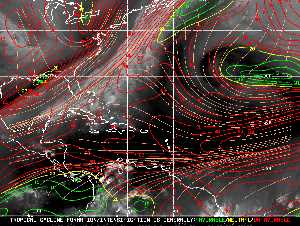 Météo tropicale : Carte des vents de cisaillement.