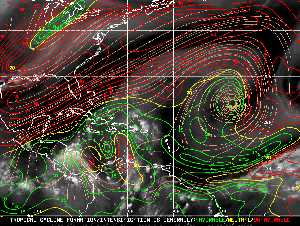 Météo tropicale : Carte des vents de cisaillement.