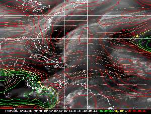 Météo tropicale : Carte des vents de cisaillement.