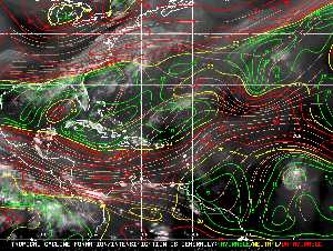 Météo tropicale : Carte des vents de cisaillement.