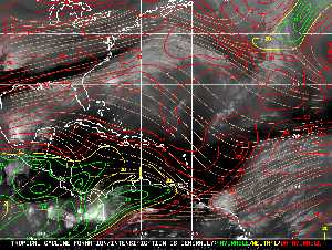 Météo tropicale : Carte des vents de cisaillement.