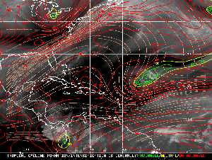 Météo tropicale : Carte des vents de cisaillement.