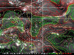 Météo tropicale : Carte des vents de cisaillement.