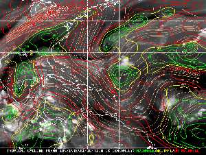 Météo tropicale : Carte des vents de cisaillement.