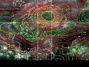 Météo tropicale : Carte des vents de cisaillement.