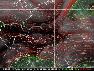 Météo tropicale : Carte des vents de cisaillement.