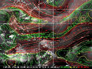 Météo tropicale : Carte des vents de cisaillement.