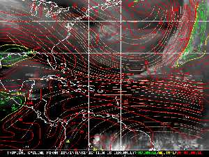 Météo tropicale : Carte des vents de cisaillement.