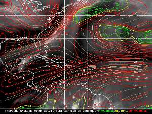 Météo tropicale : Carte des vents de cisaillement.