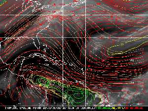 Météo tropicale : Carte des vents de cisaillement.