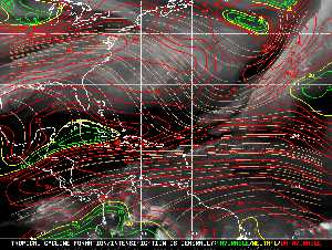 Météo tropicale : Carte des vents de cisaillement.