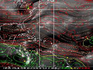 Météo tropicale : Carte des vents de cisaillement.