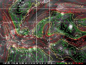 Météo tropicale : Carte des vents de cisaillement.