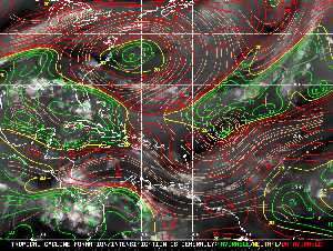 Météo tropicale : Carte des vents de cisaillement.