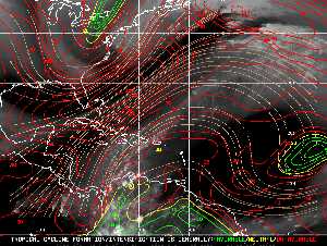 Météo tropicale : Carte des vents de cisaillement.