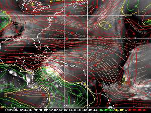 Météo tropicale : Carte des vents de cisaillement.