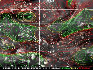 Météo tropicale : Carte des vents de cisaillement.