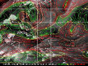 Météo tropicale : Carte des vents de cisaillement.