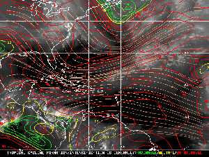 Météo tropicale : Carte des vents de cisaillement.
