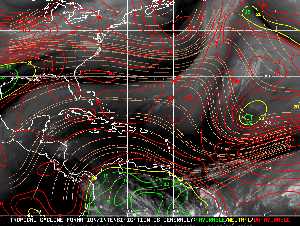 Météo tropicale : Carte des vents de cisaillement.