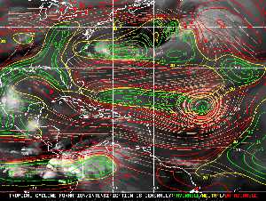 Météo tropicale : Carte des vents de cisaillement.
