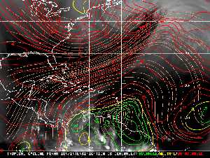 Météo tropicale : Carte des vents de cisaillement.