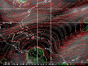 Météo tropicale : Carte des vents de cisaillement.
