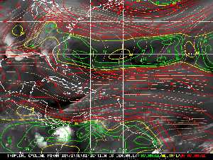 Météo tropicale : Carte des vents de cisaillement.
