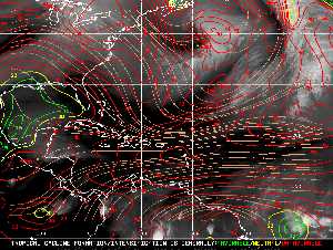 Météo tropicale : Carte des vents de cisaillement.