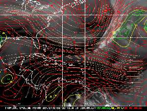 Météo tropicale : Carte des vents de cisaillement.