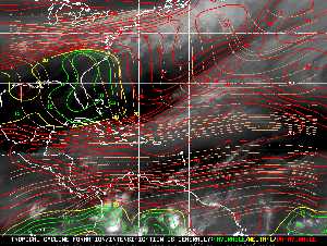 Météo tropicale : Carte des vents de cisaillement.