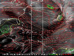 Météo tropicale : Carte des vents de cisaillement.