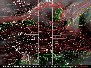 Météo tropicale : Carte des vents de cisaillement.