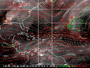Météo tropicale : Carte des vents de cisaillement.
