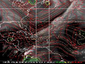 Météo tropicale : Carte des vents de cisaillement.