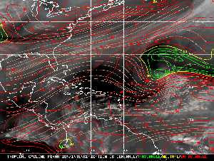 Météo tropicale : Carte des vents de cisaillement.