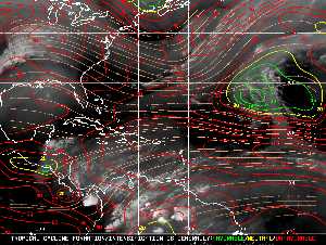 Météo tropicale : Carte des vents de cisaillement.