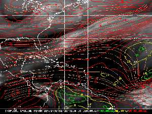 Météo tropicale : Carte des vents de cisaillement.