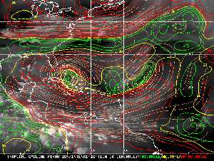 Météo tropicale : Carte des vents de cisaillement.