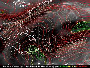 Météo tropicale : Carte des vents de cisaillement.